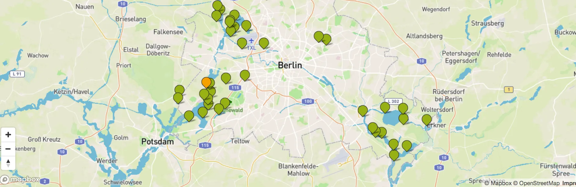 Screenshot für das Projekt: 'Berliner Badestellen'